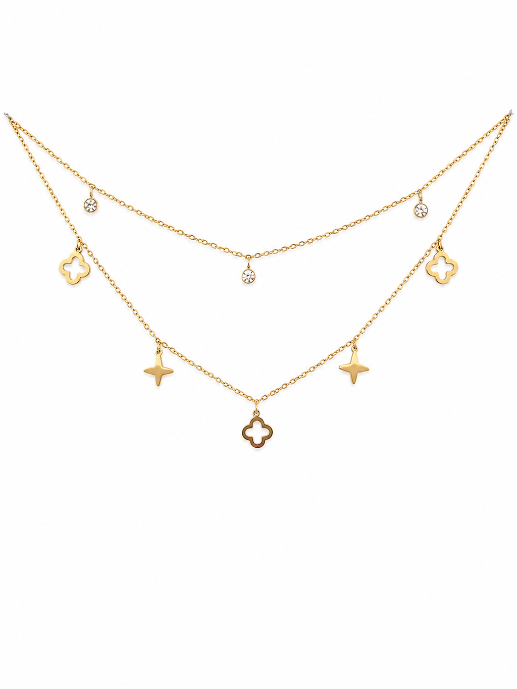 Juliette • Collier double rang en acier inoxydable et zircons