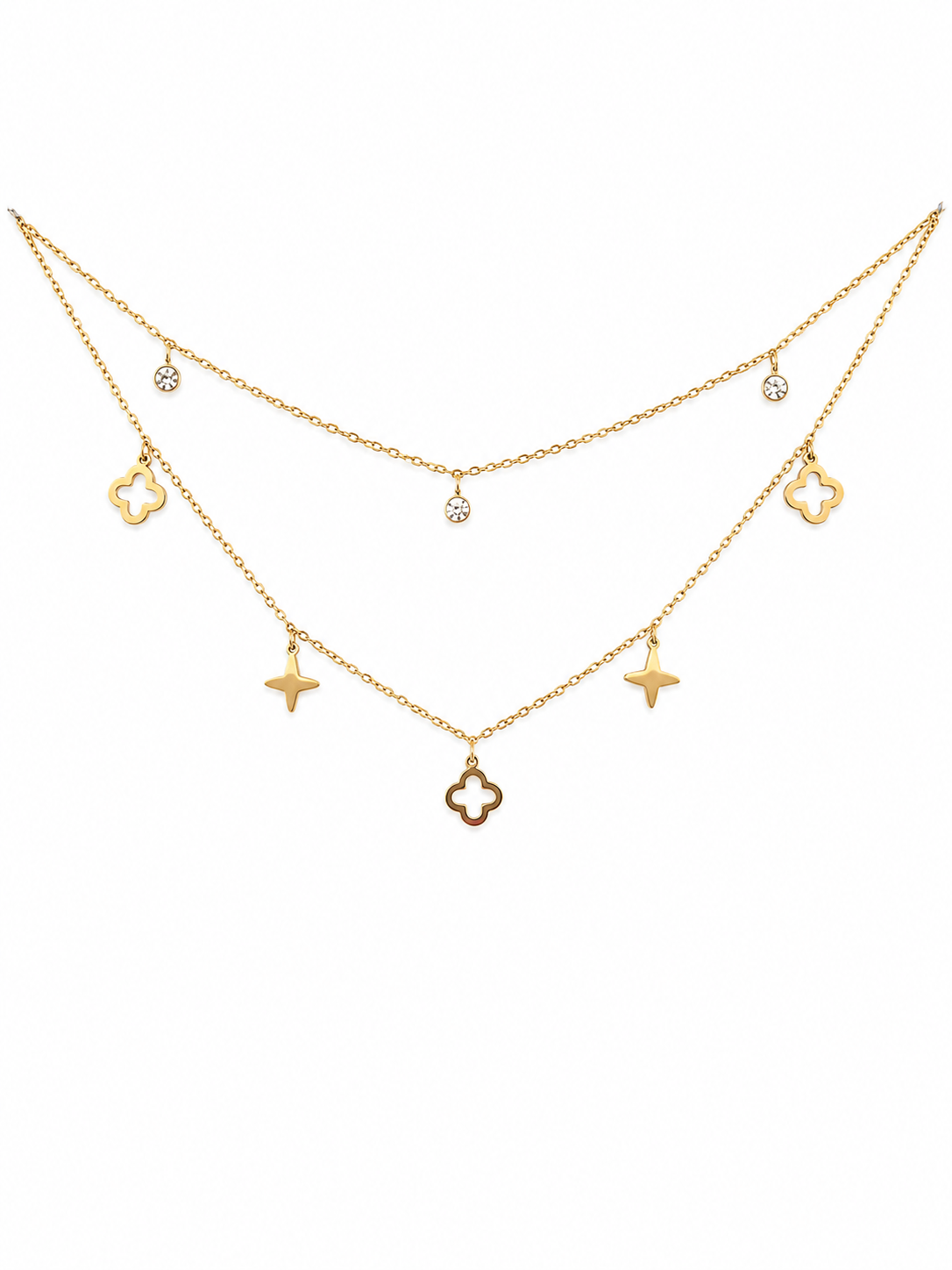 Juliette • Collier double rang en acier inoxydable et zircons
