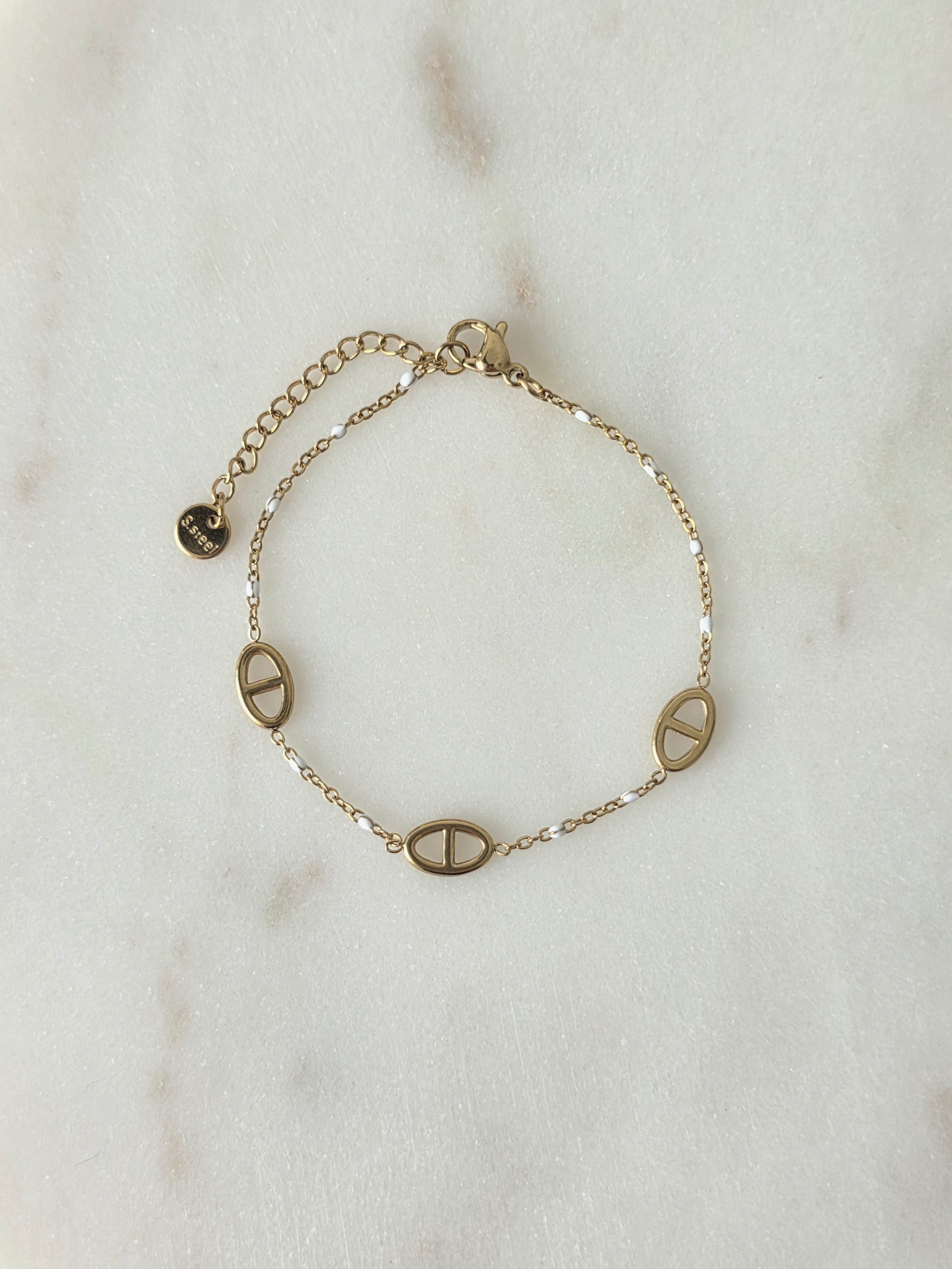 Milo blanc • Bracelet acier inoxydable