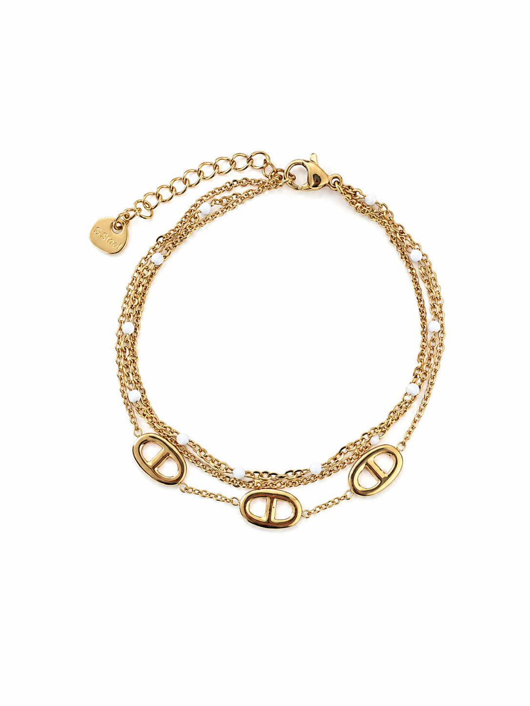 Livia blanc • Bracelet acier inoxydable