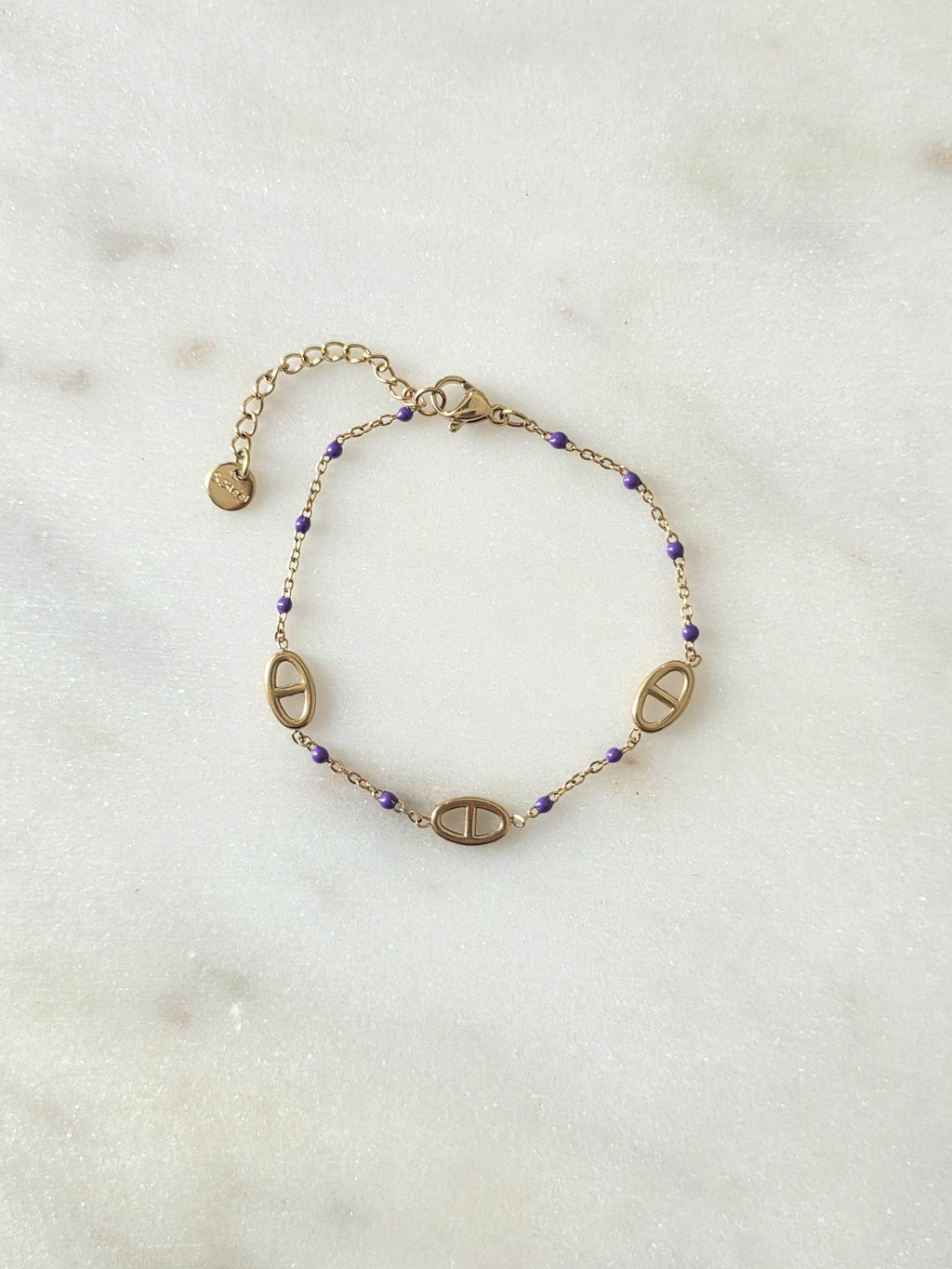 Milo violet • Bracelet acier inoxydable