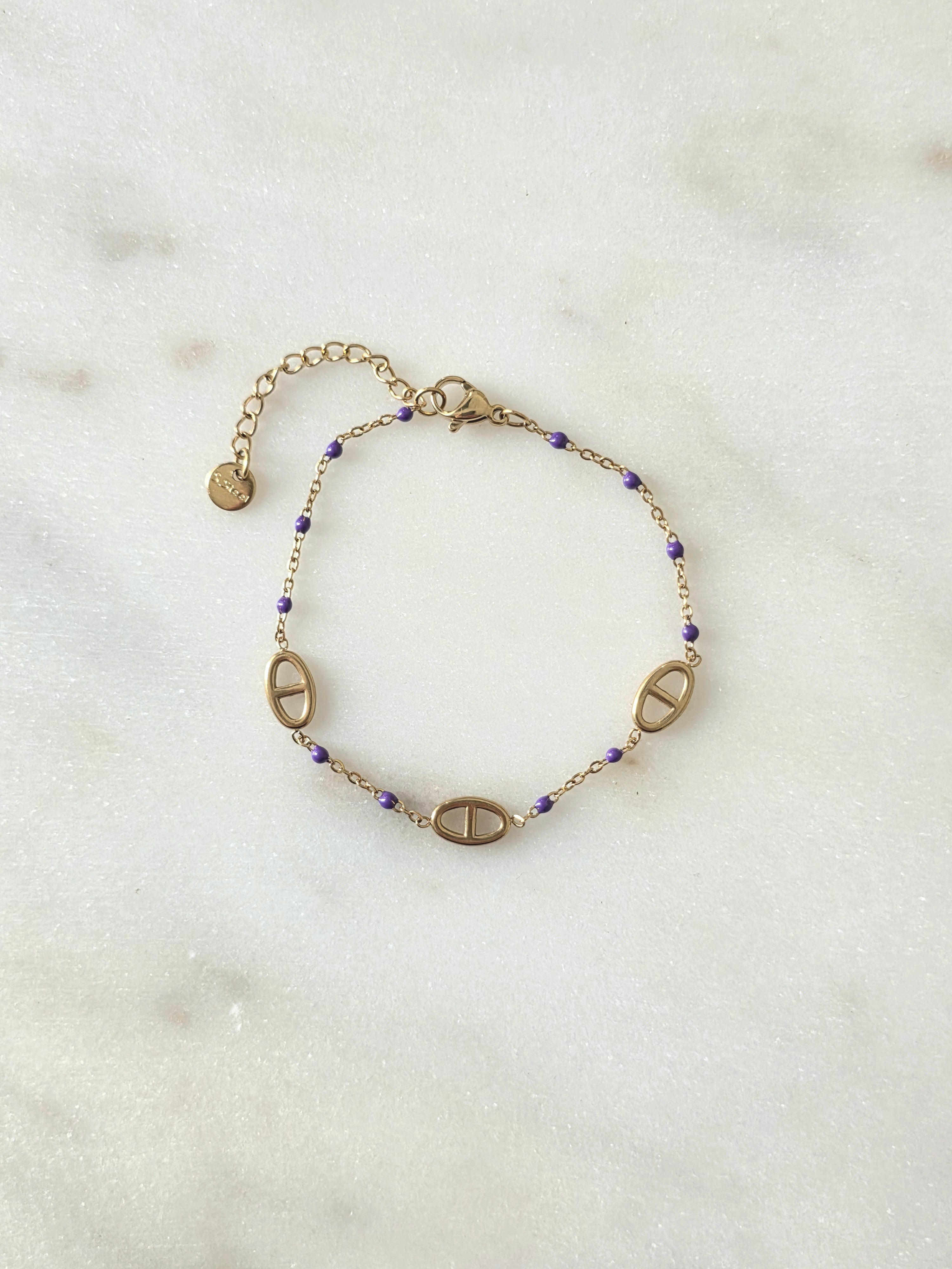 Milo violet • Bracelet acier inoxydable
