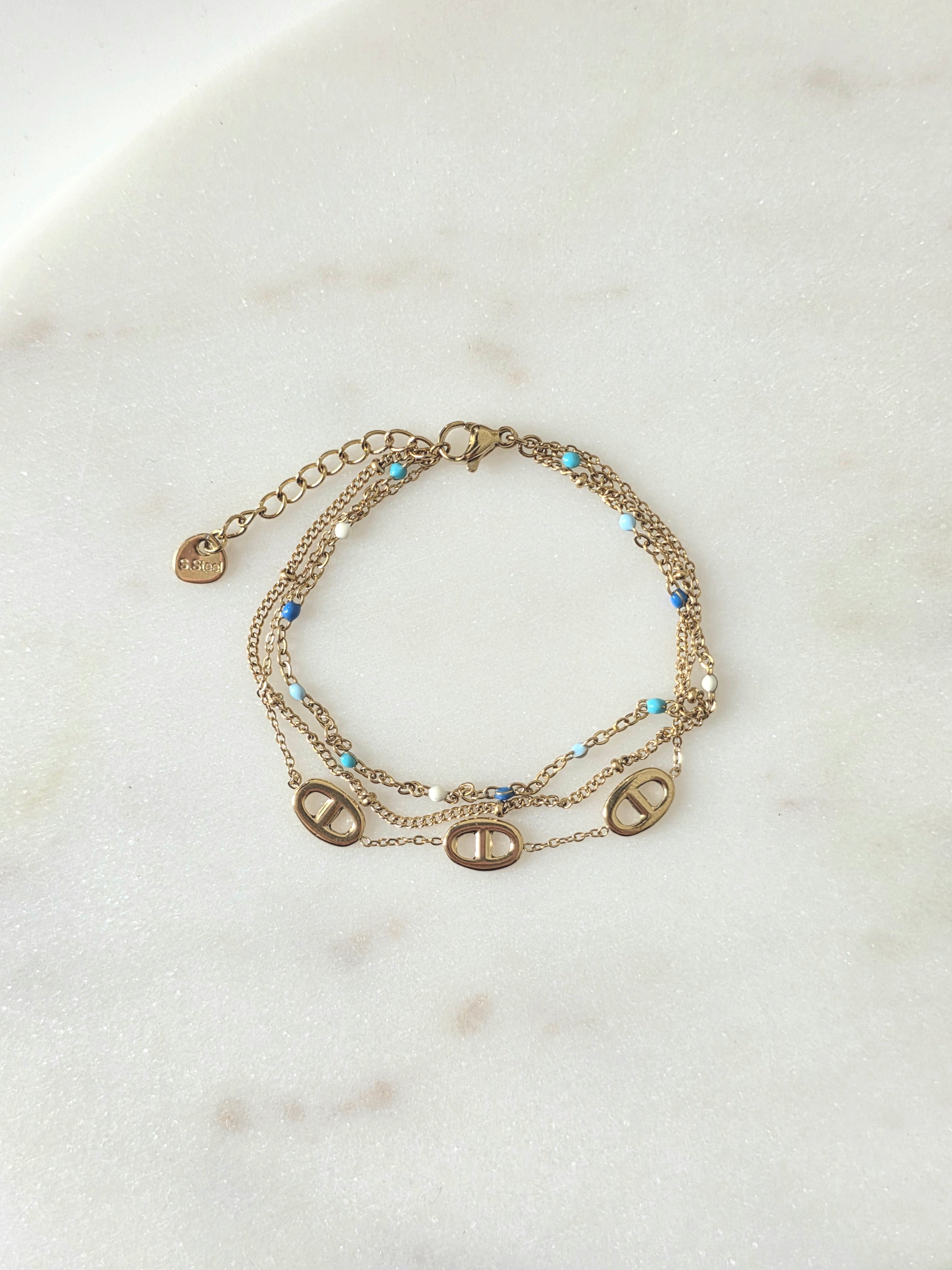 Livia bleu ciel • Bracelet acier inoxydable