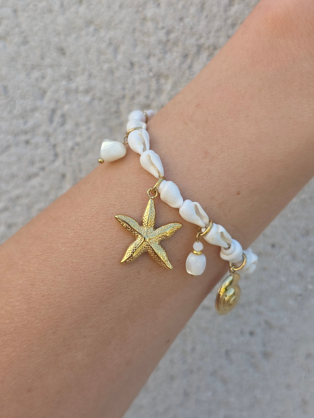Tita • Bracelet breloque acier inoxydable et coquillage