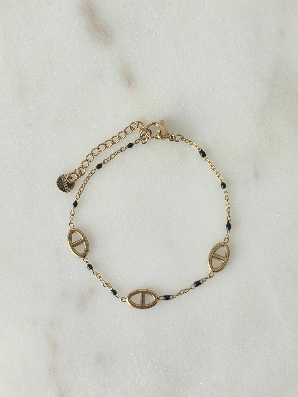 Milo noir • Bracelet acier inoxydable