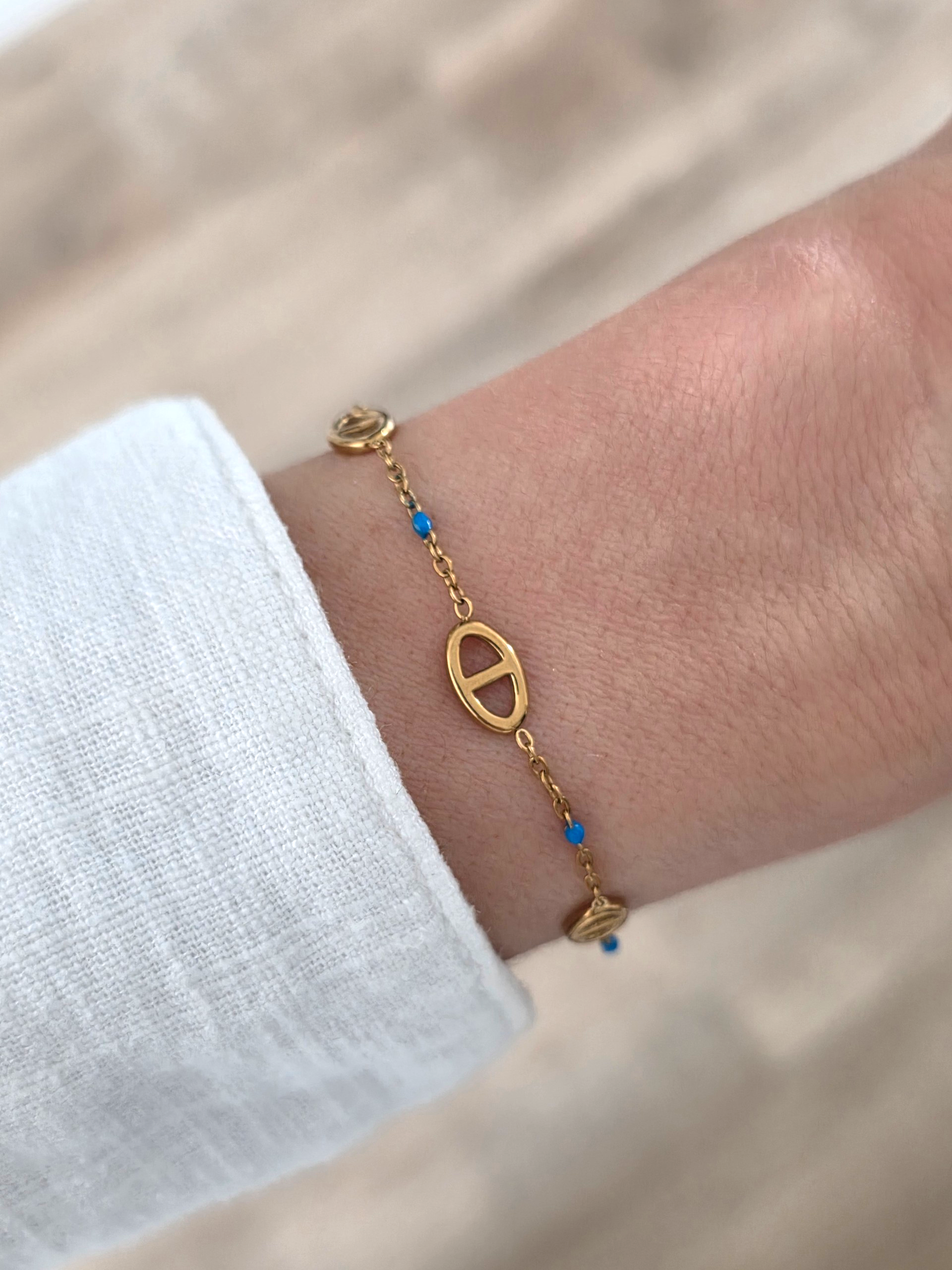 Milo bleu ciel • Bracelet acier inoxydable