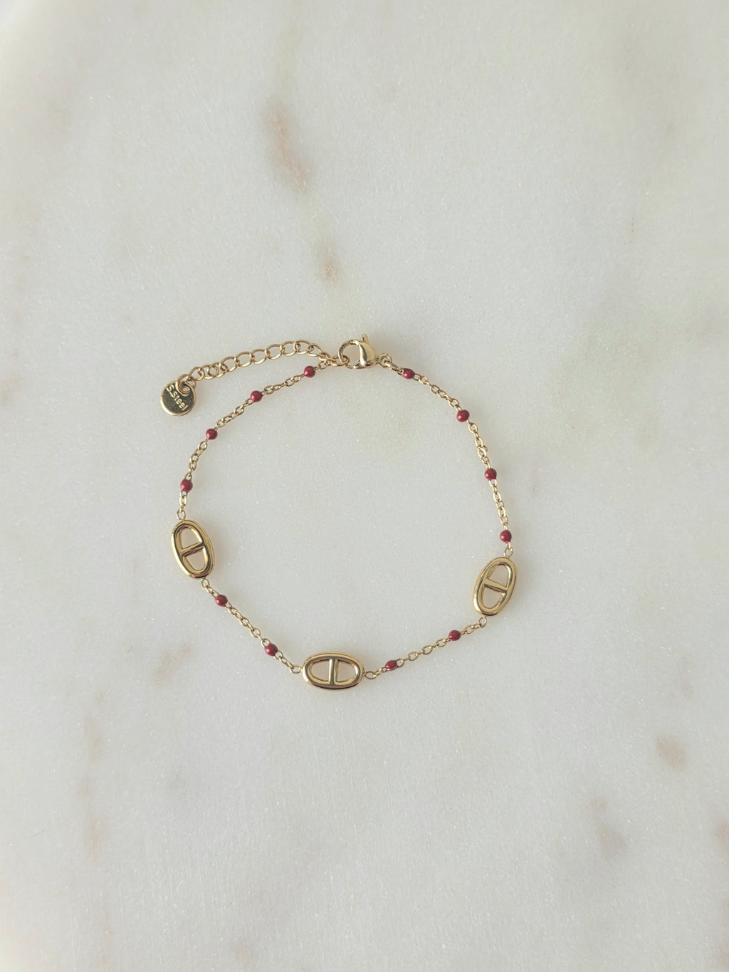Milo rouge • Bracelet acier inoxydable