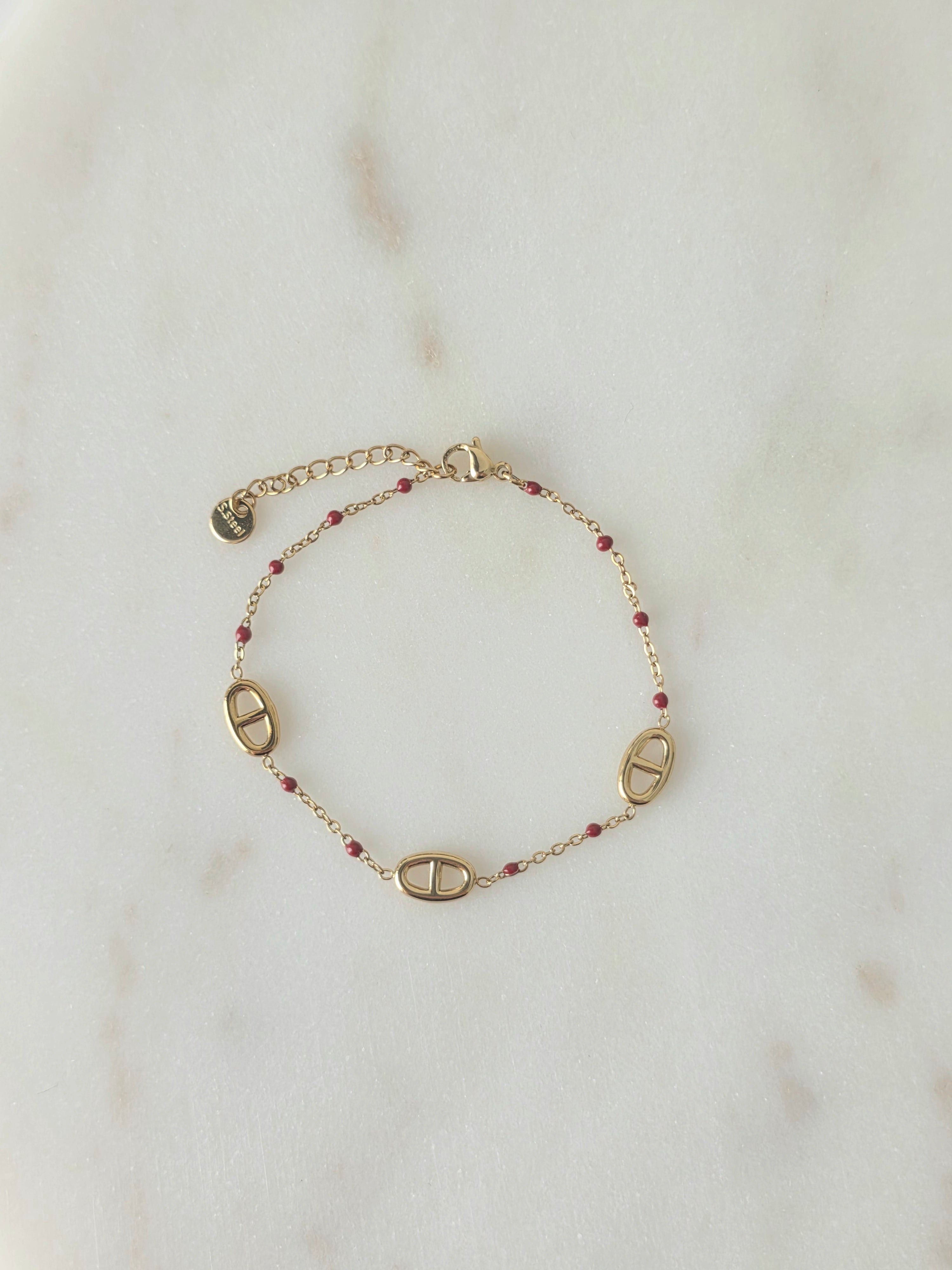 Milo rouge • Bracelet acier inoxydable