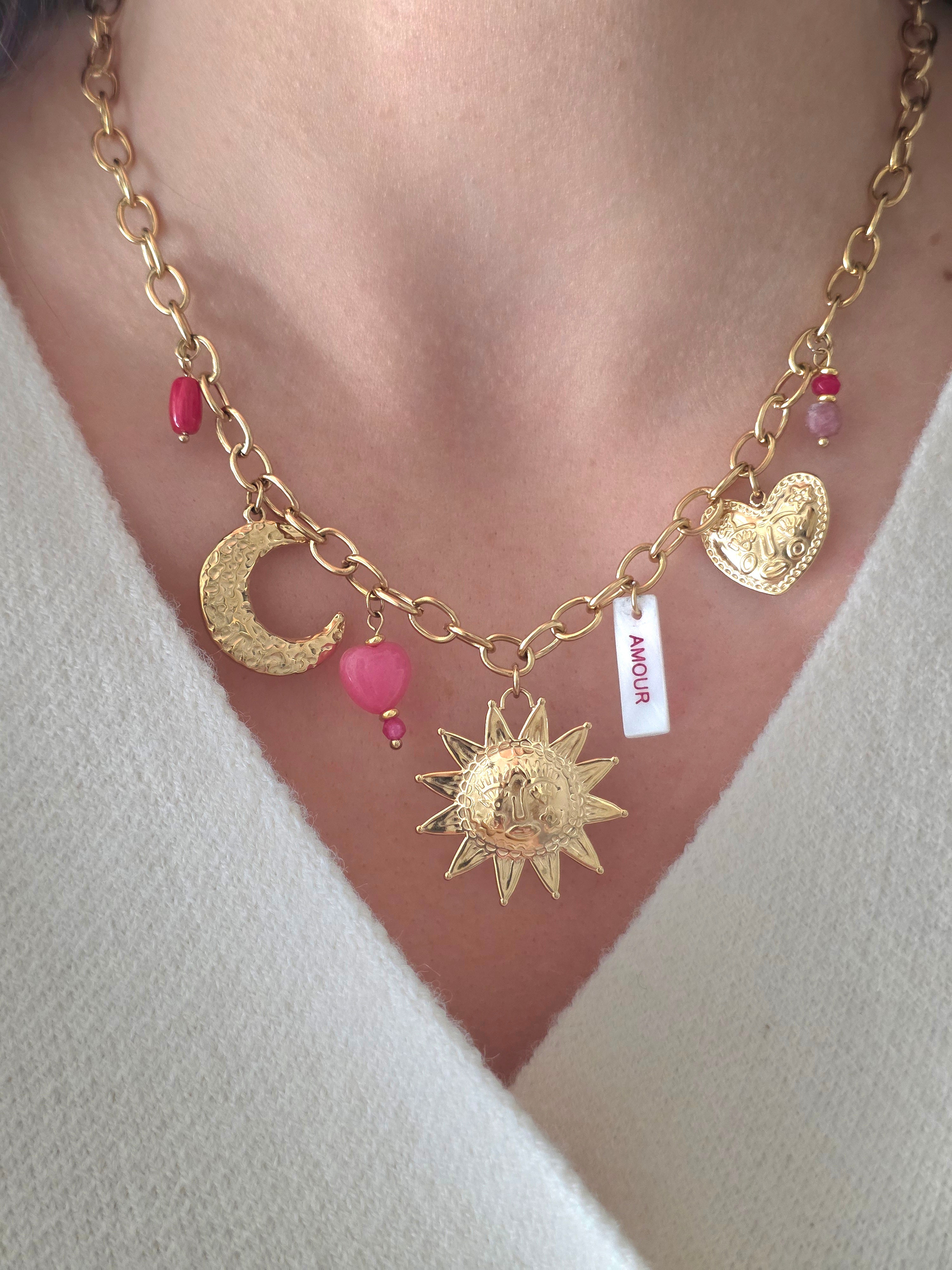 Luna • Collier breloque acier inoxydable