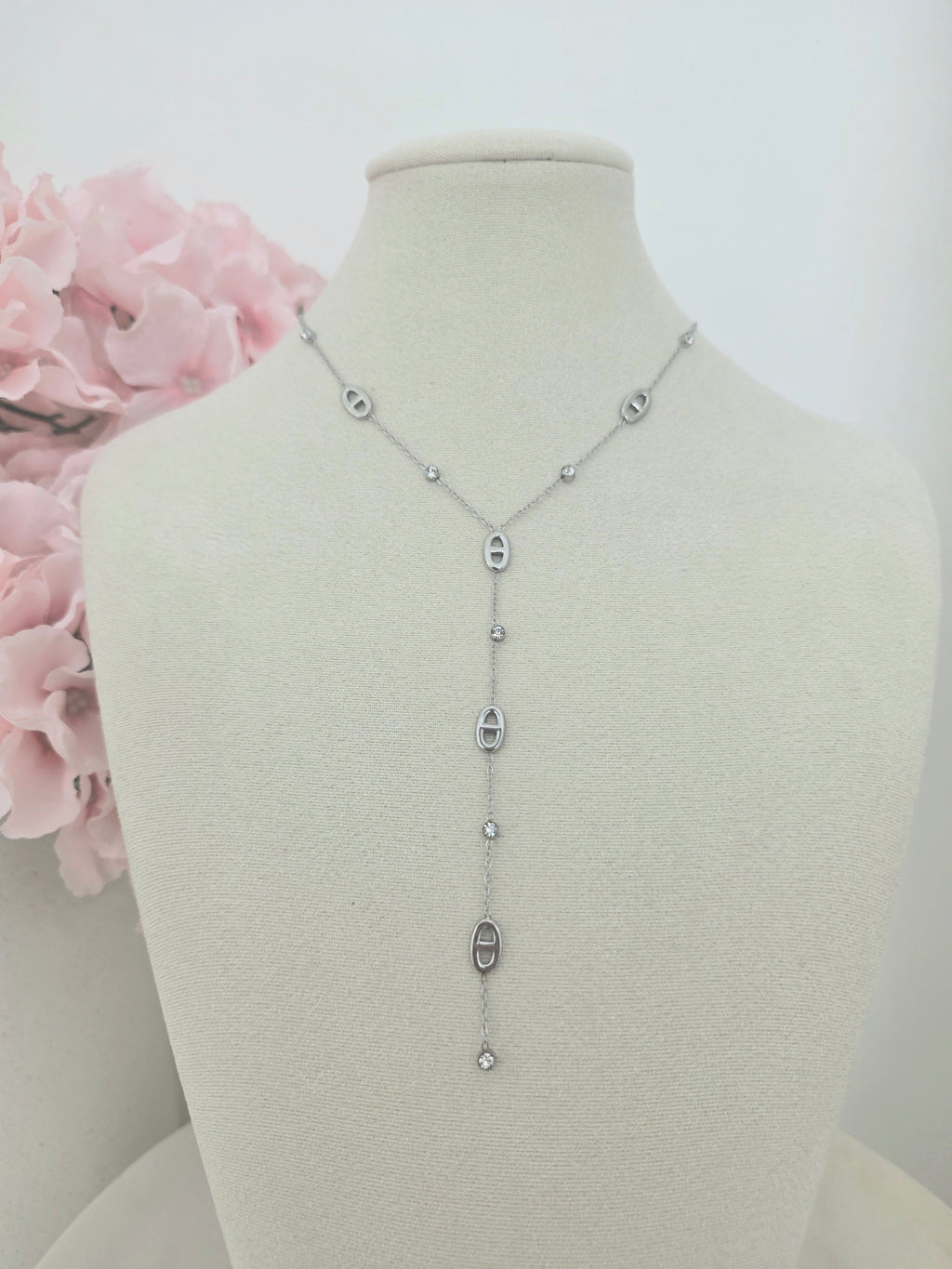 Ava • Collier en acier inoxydable et zircons