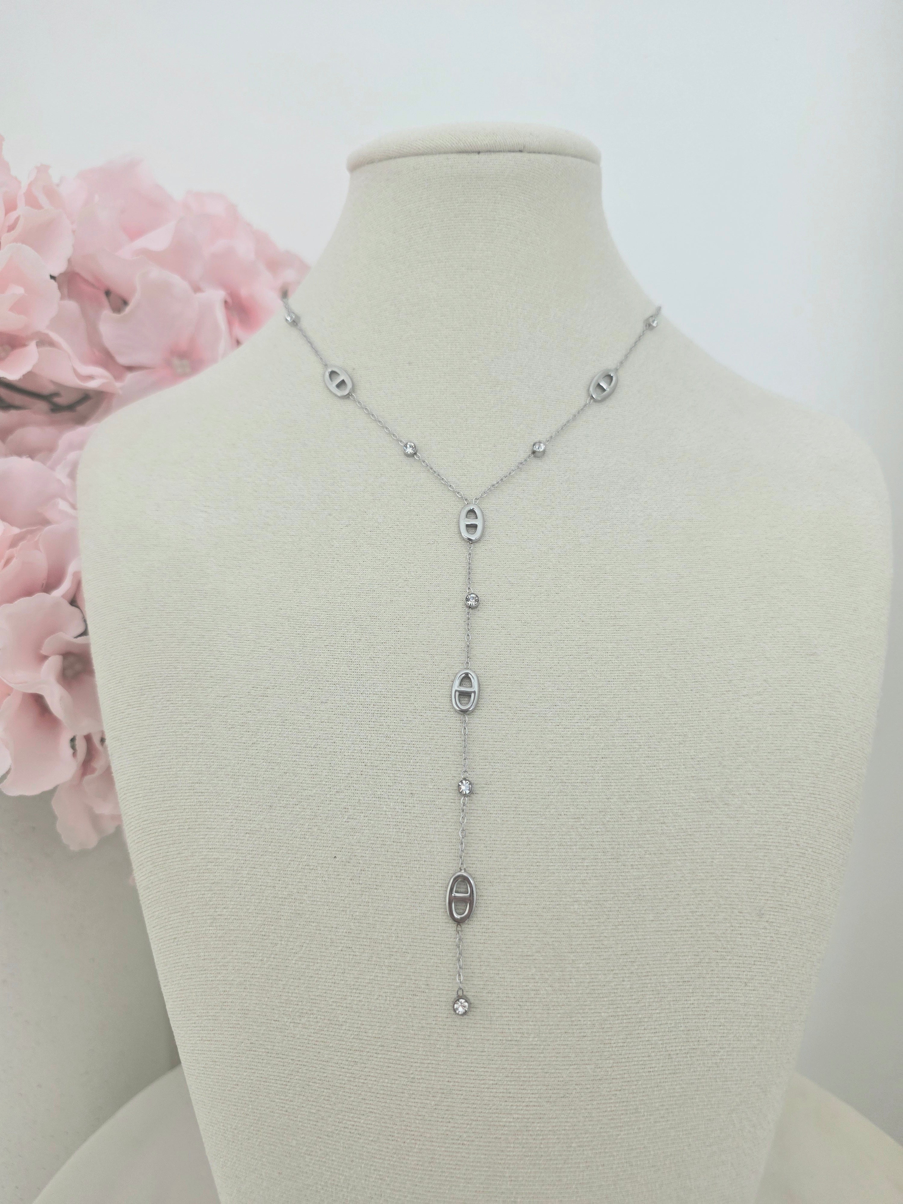 Ava • Collier en acier inoxydable et zircons