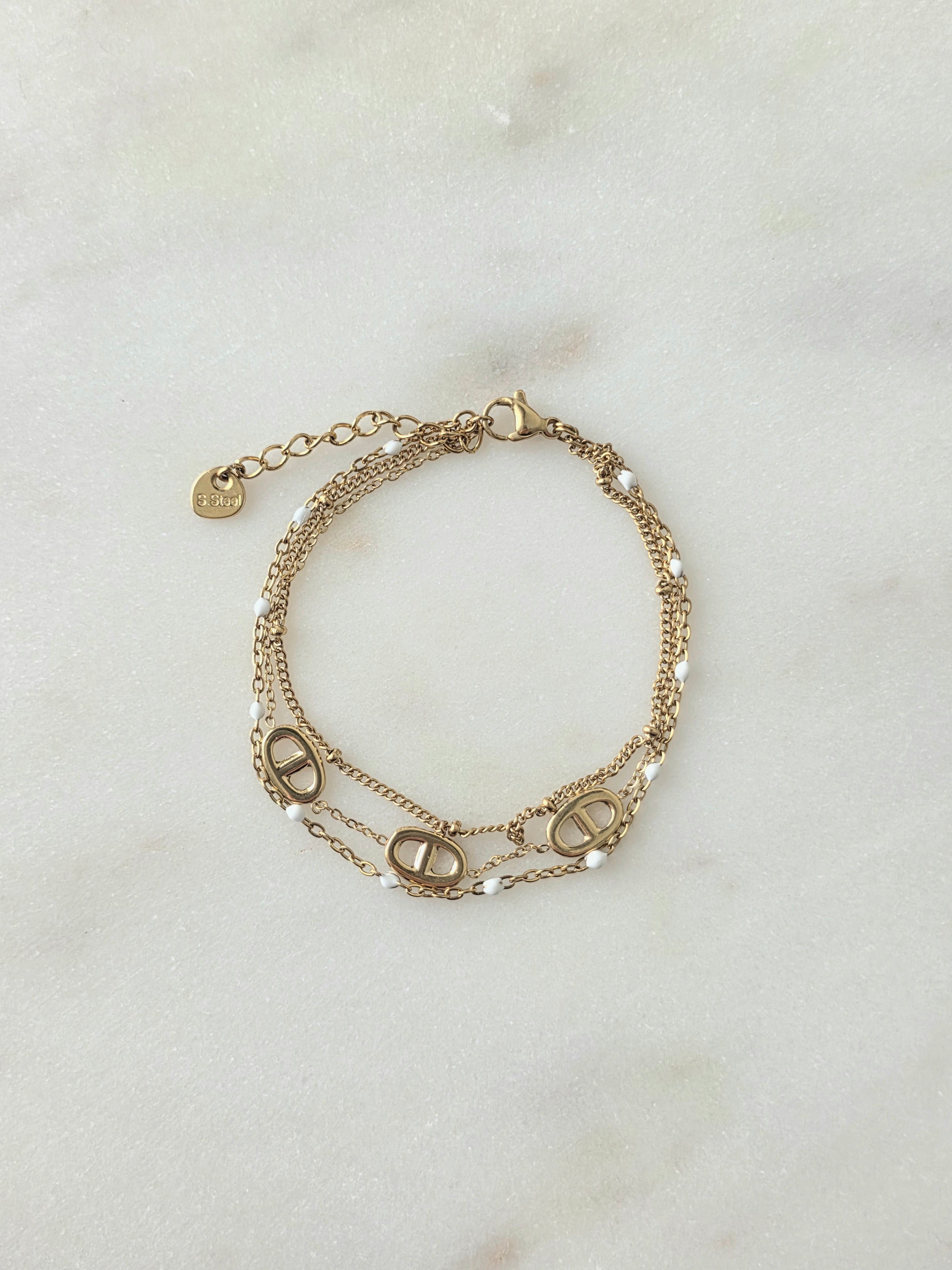 Livia blanc • Bracelet acier inoxydable