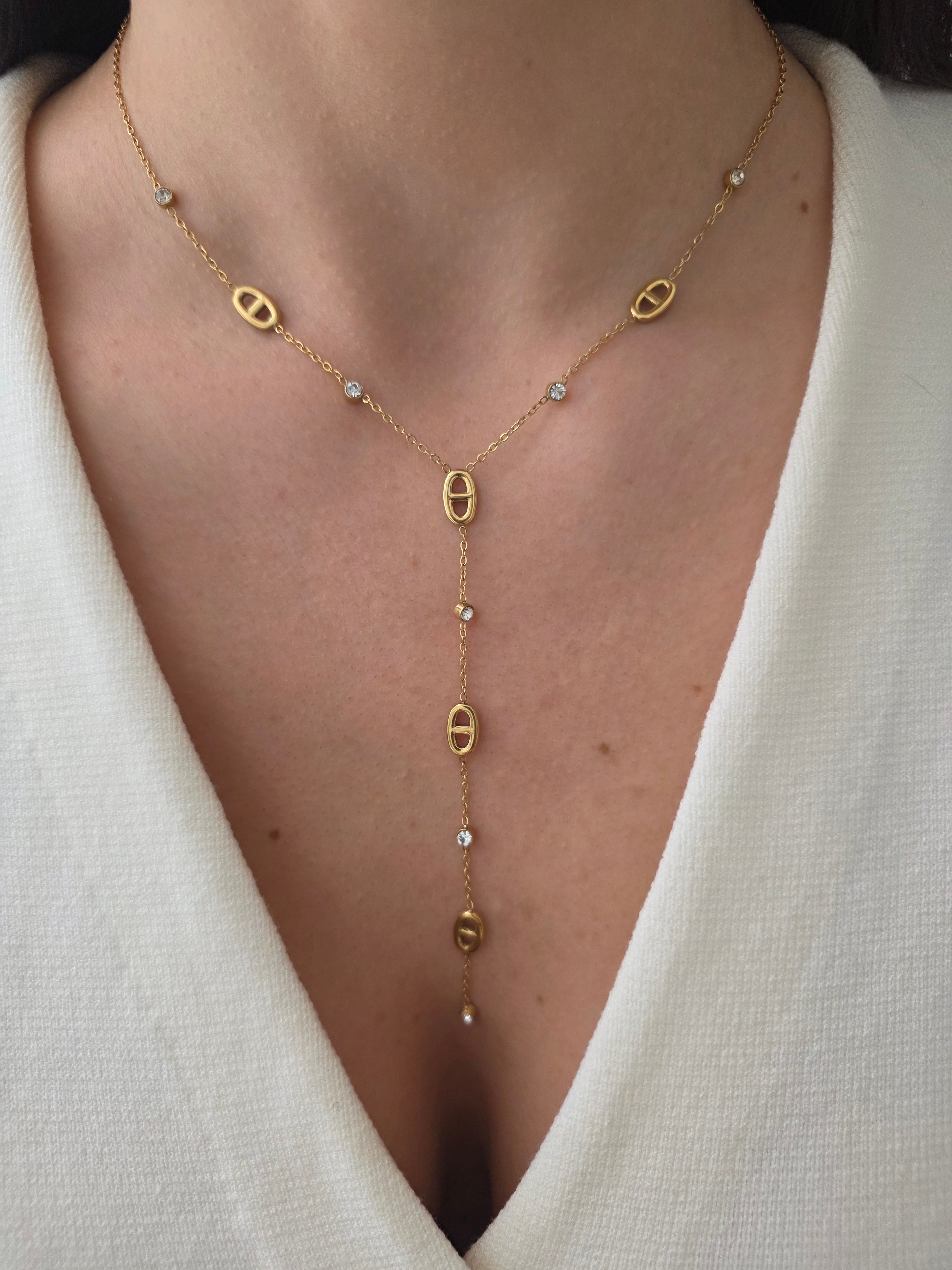 Ava • Collier en acier inoxydable et zircons