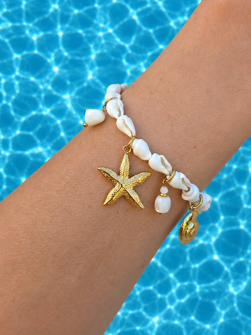Tita • Bracelet breloque acier inoxydable et coquillage