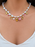 Mahé • Collier breloque acier inoxydable et perles