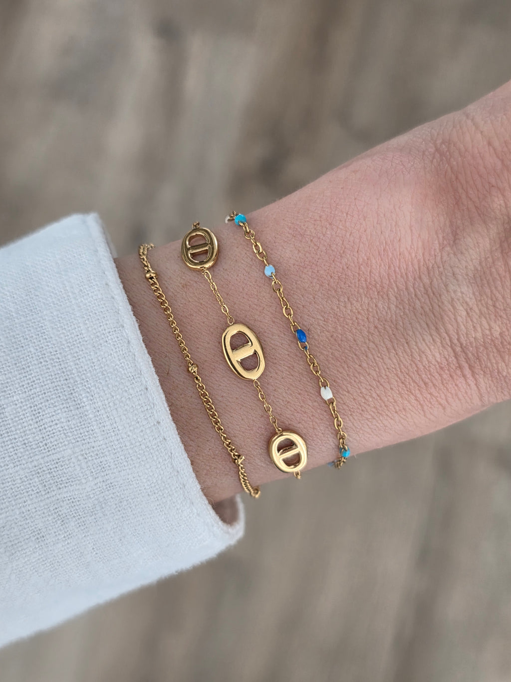 Livia bleu ciel • Bracelet acier inoxydable