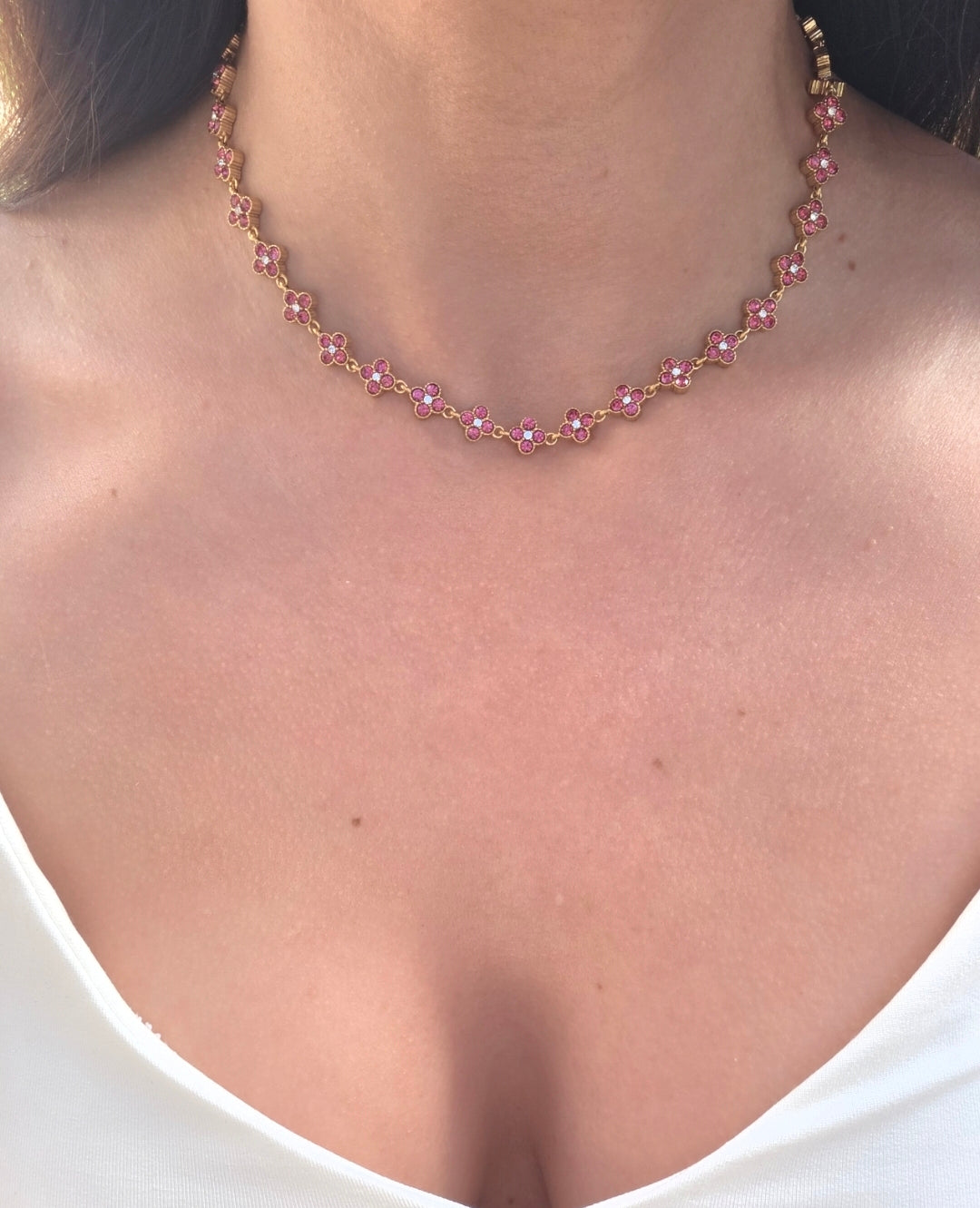 Nolita • Collier trèfles en acier inoxydable et zircons
