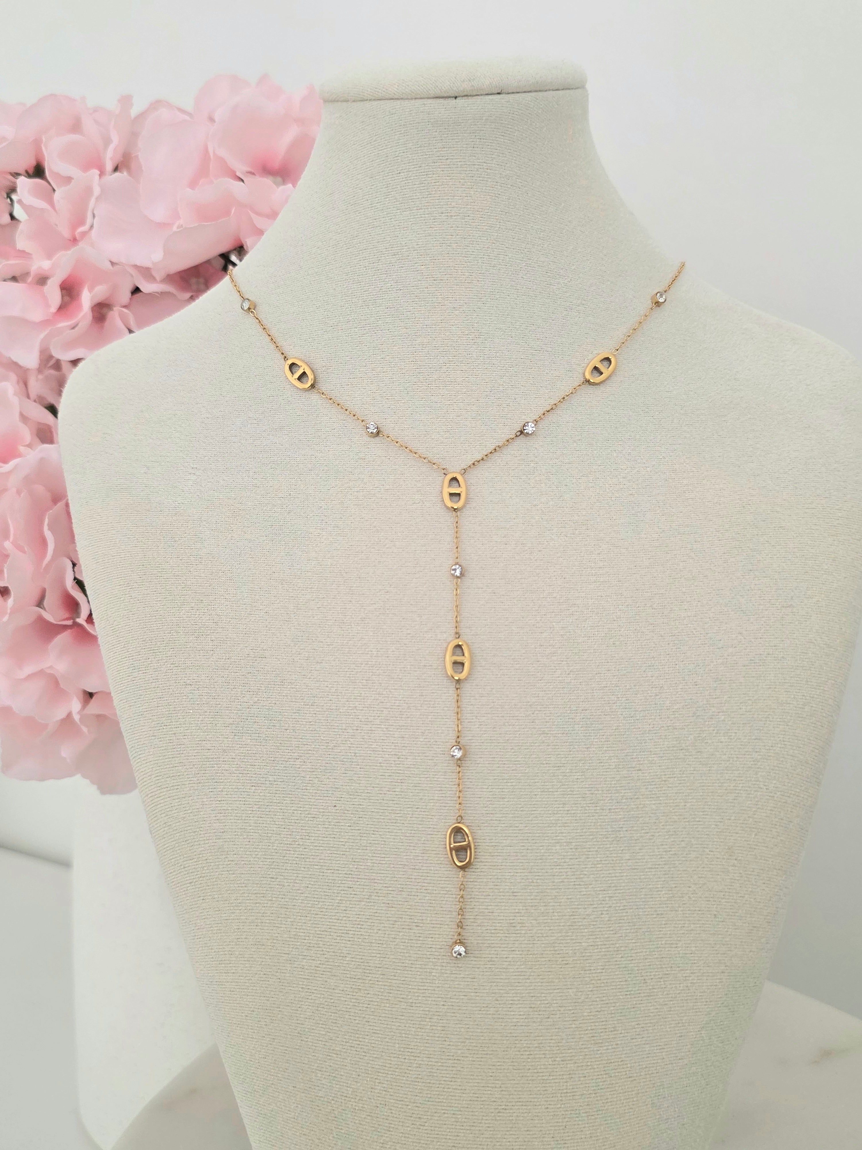 Ava • Collier en acier inoxydable et zircons