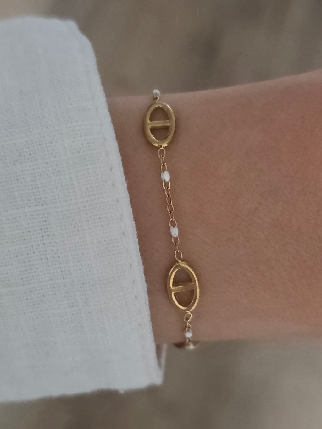 Milo blanc • Bracelet acier inoxydable