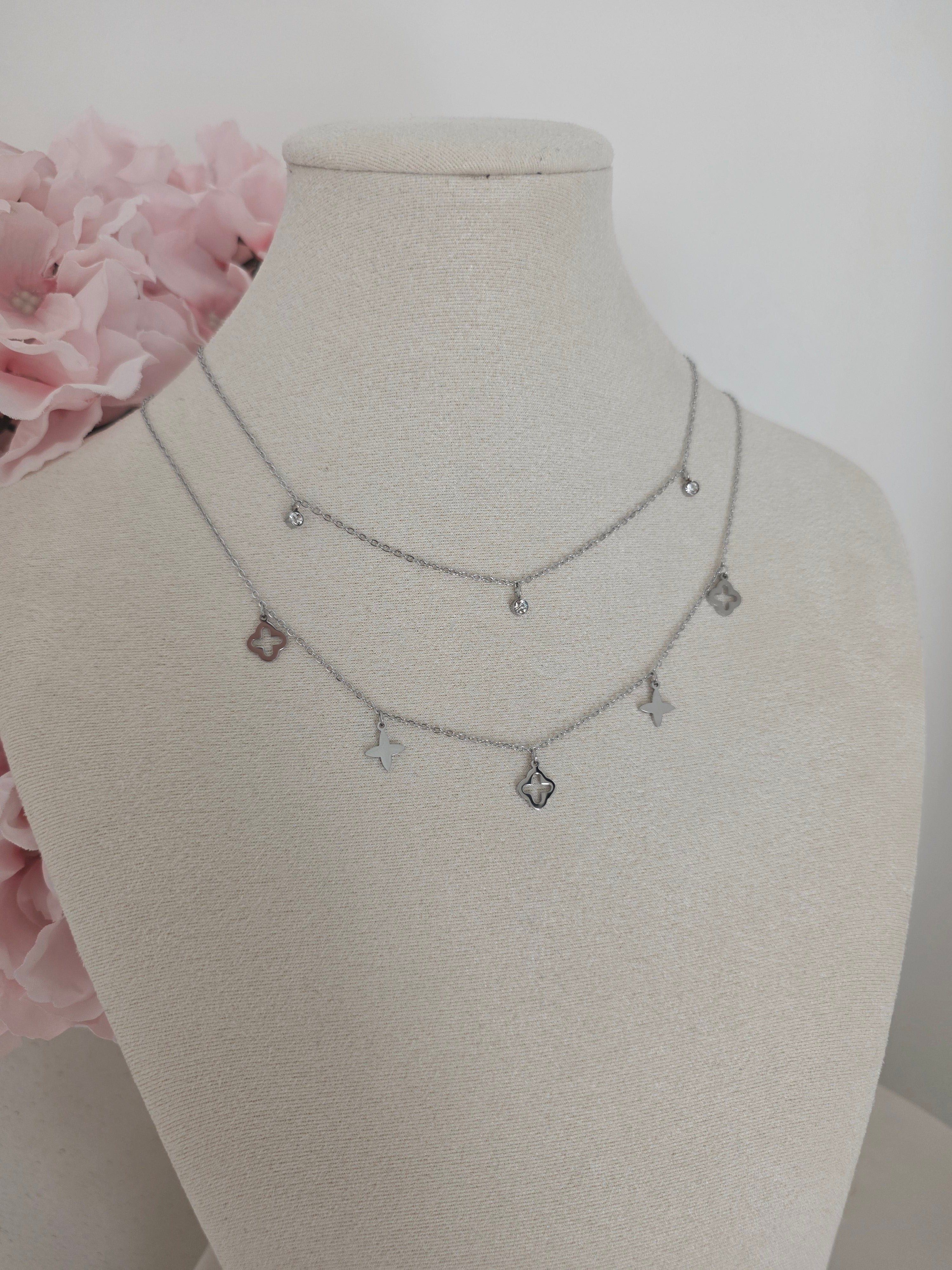 Juliette • Collier double rang en acier inoxydable et zircons