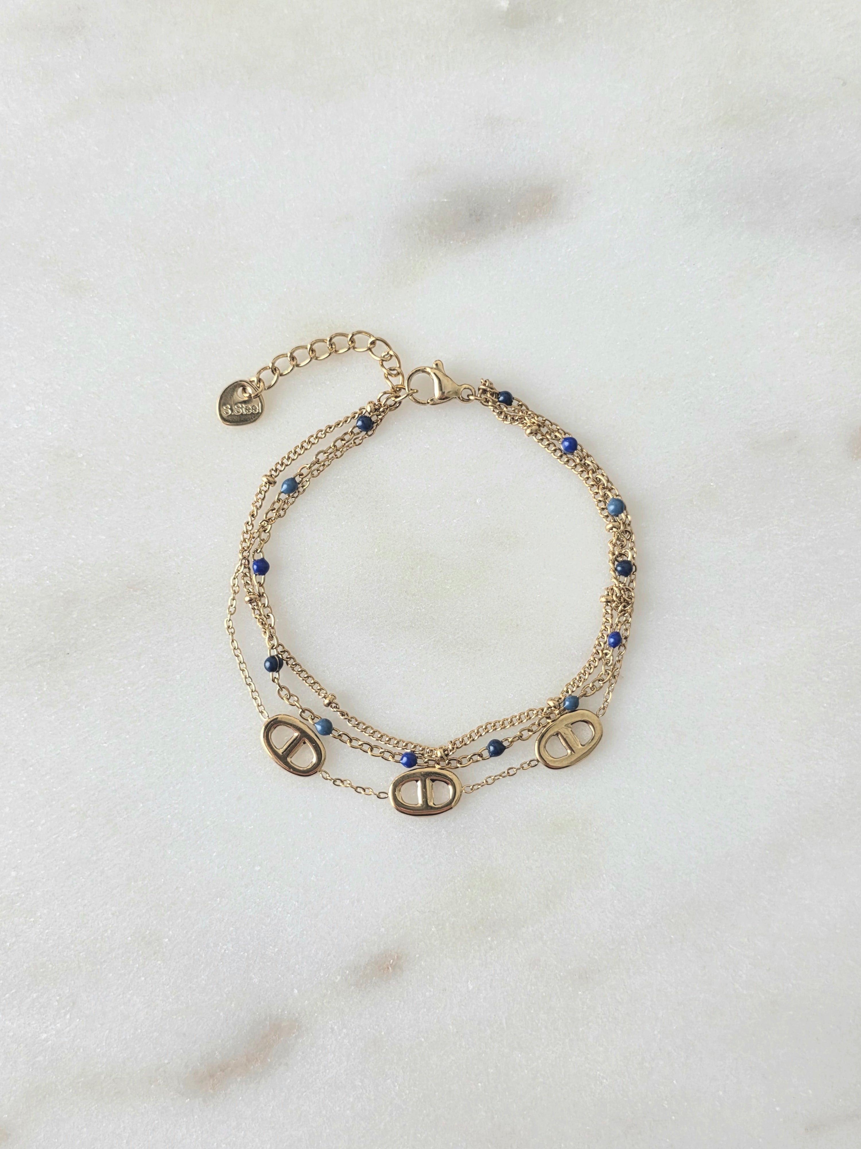 Livia bleu • Bracelet acier inoxydable