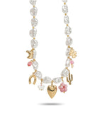 Mahé • Collier breloque acier inoxydable et perles