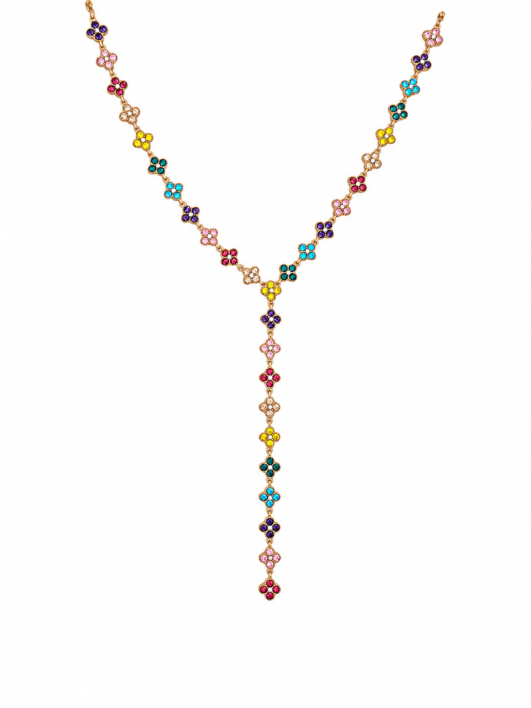 Nolita • Collier sautoir trèfles en acier inoxydable et zircons