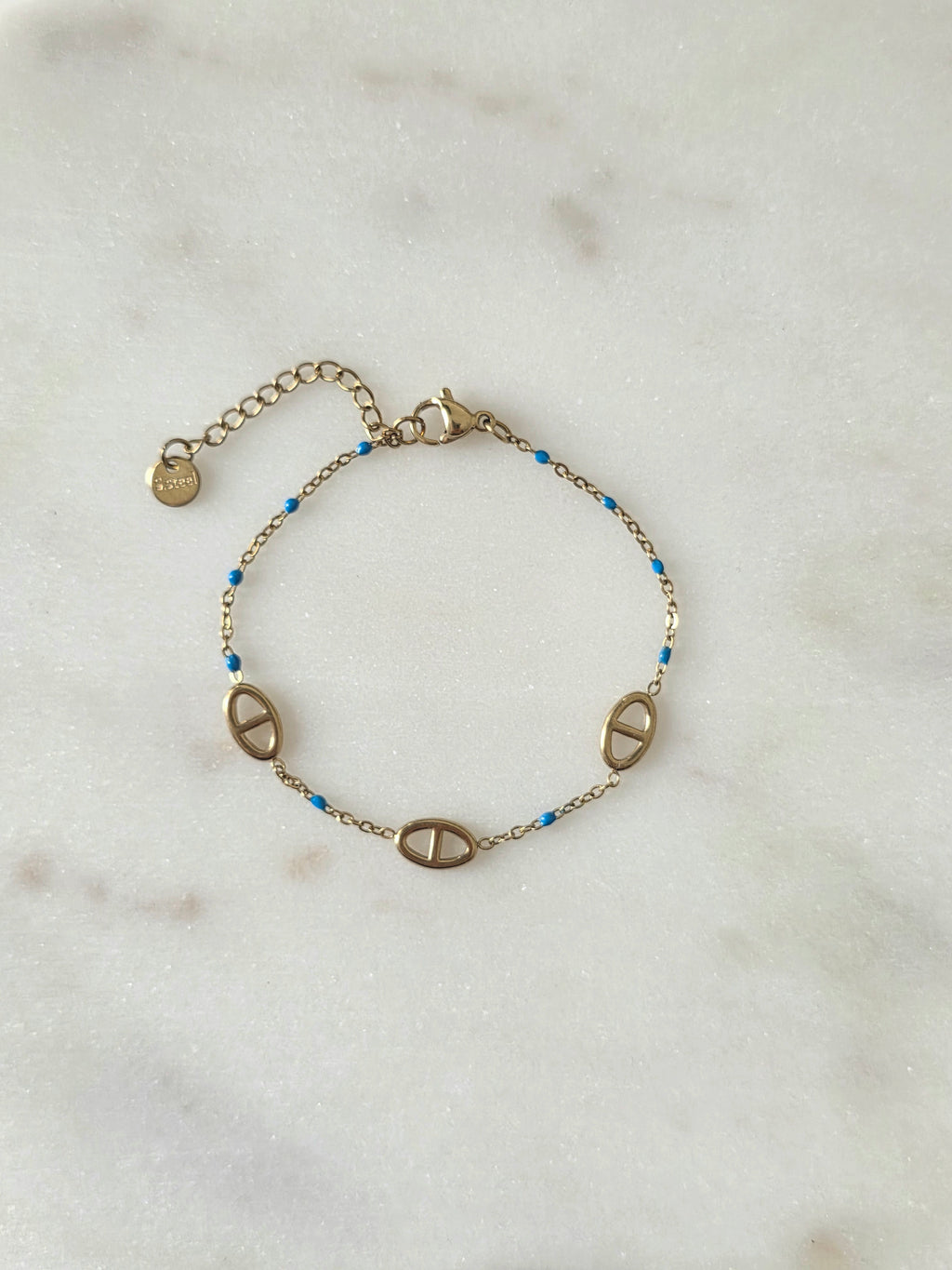 Milo bleu ciel • Bracelet acier inoxydable