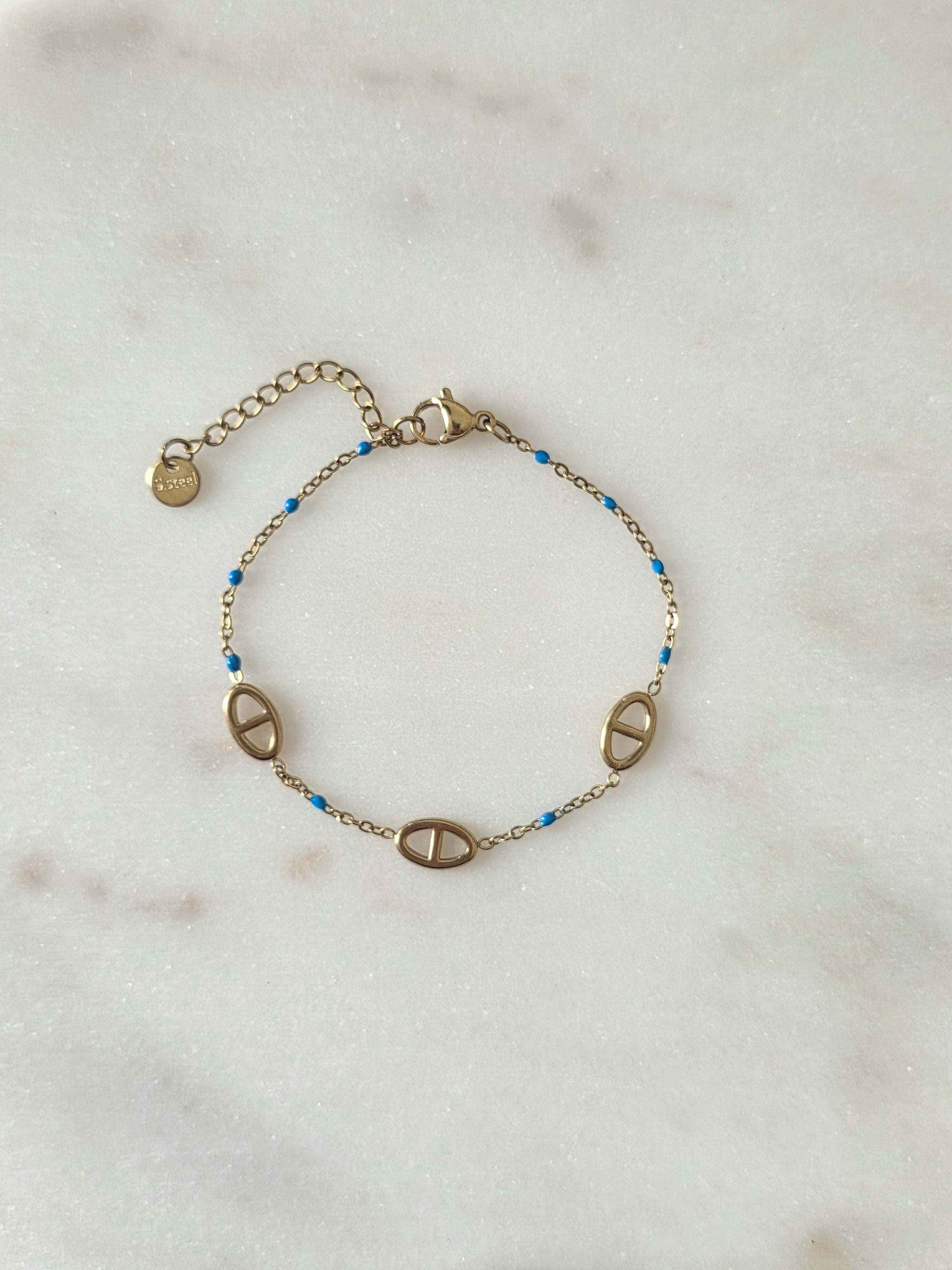 Milo bleu ciel • Bracelet acier inoxydable